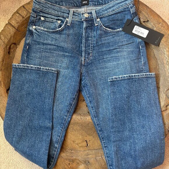 Edwin Hana blue jeans slim straight leg organic cotton/elastane women's 26 NWT - Picture 1 of 5